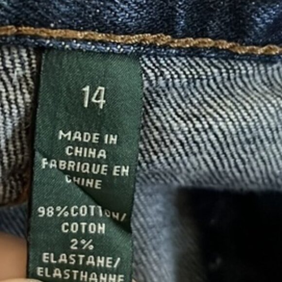 Lauren Ralph Lauren Stretch Blue Denim High Waisted Bootcut Jeans Size 14 - Picture 12 of 14